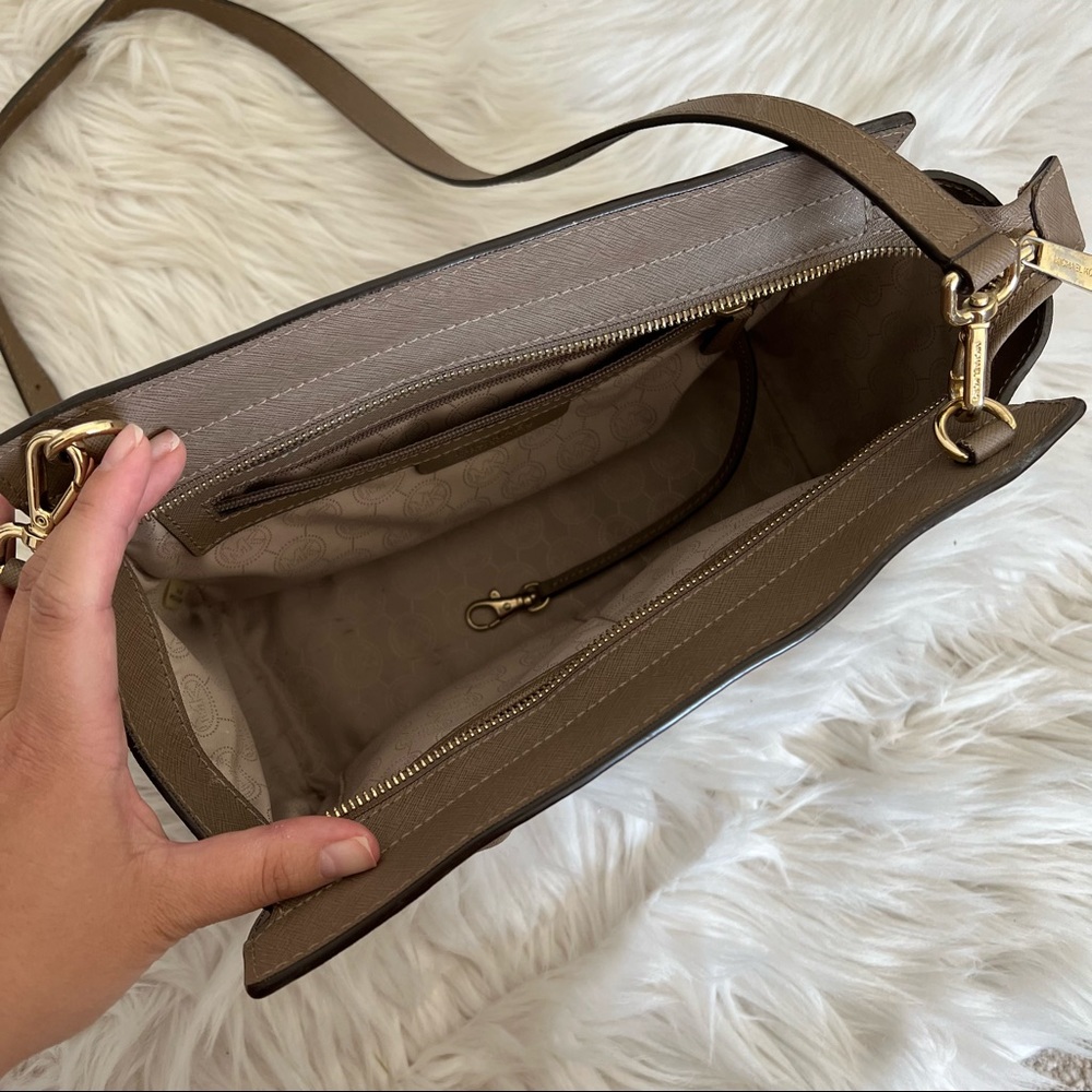 Michael Kors Selma Saffiano Leather Satchel in taupe - Picture 8 of 15